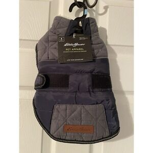Eddie Bauer Pet Apparel Dog Fleece Lined Coat Jacket SMALL Blue/Gray NEW